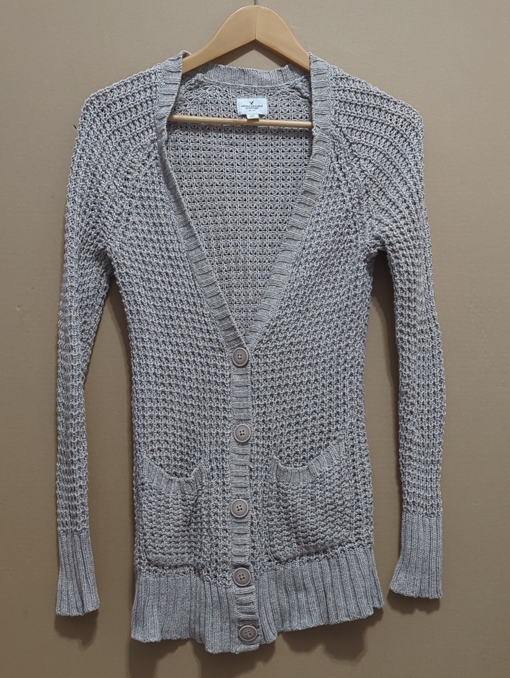 Bella Swan Core American Eagle Knit Cardigan Y2K Twilight Grunge Small Gray